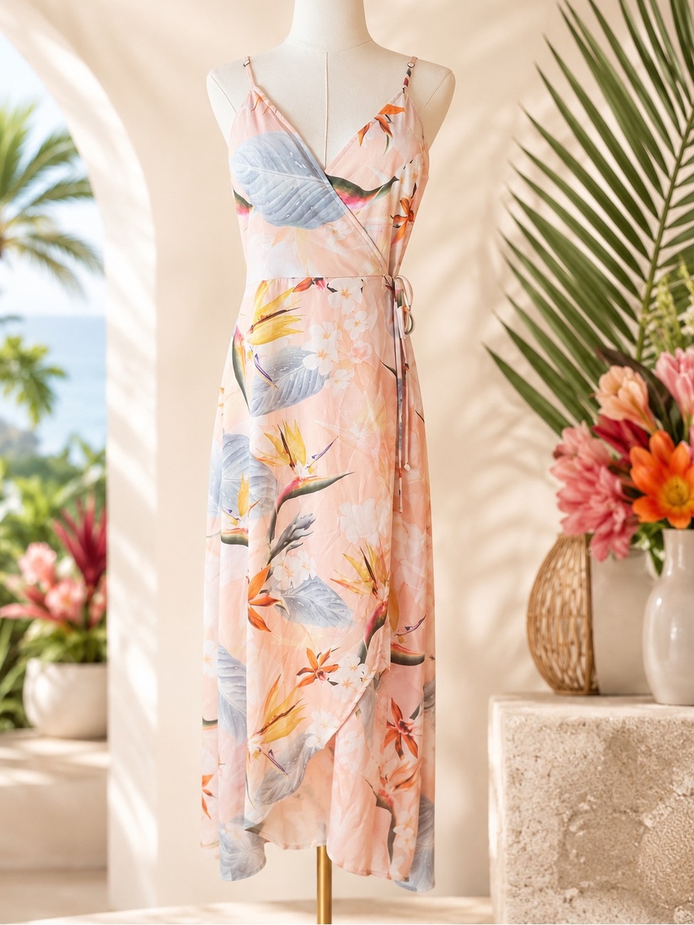 Show Me Your Mumu Meghan Wrap Dress Paradise Party Floral NWT Size Large